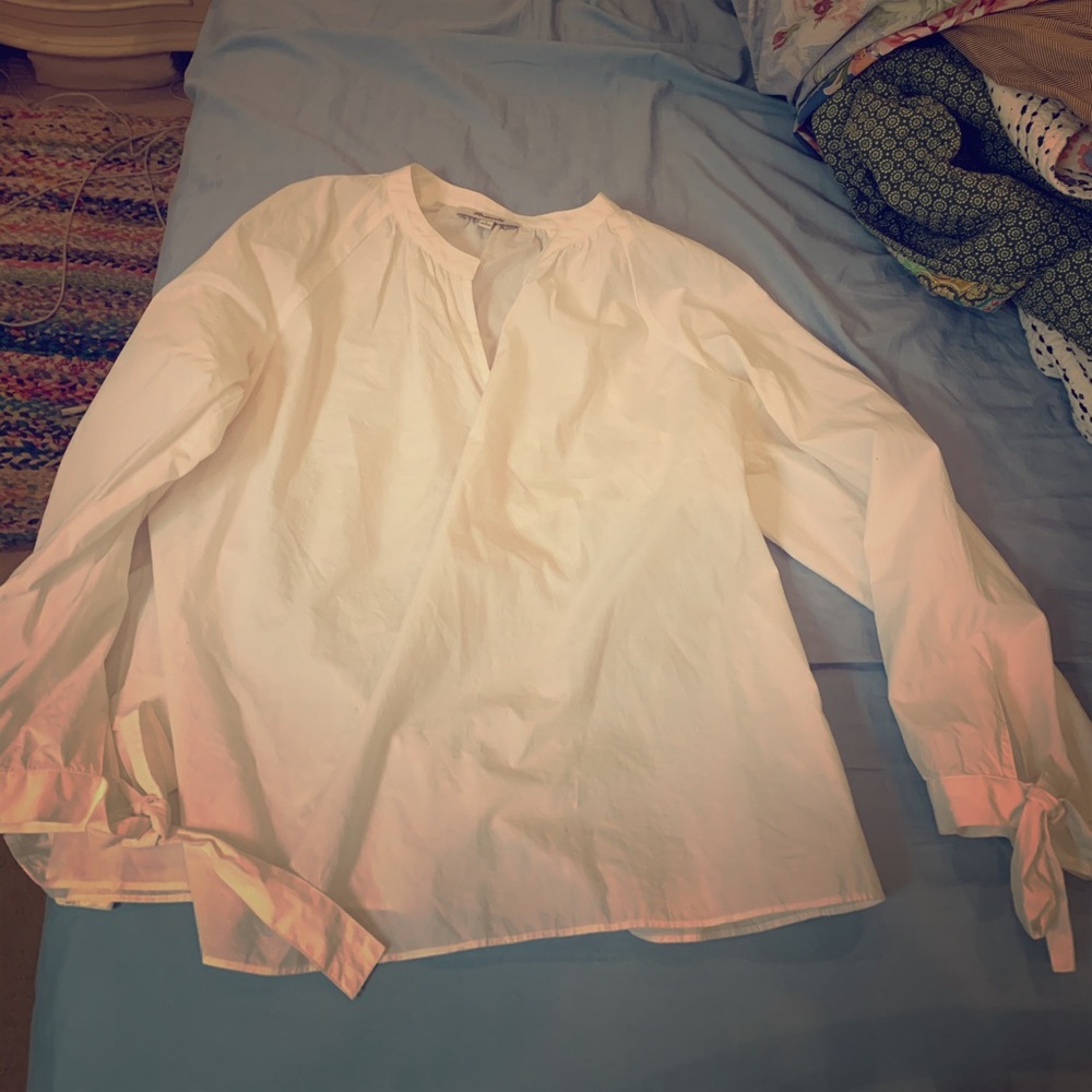 Madewell Top bow sleeve large white